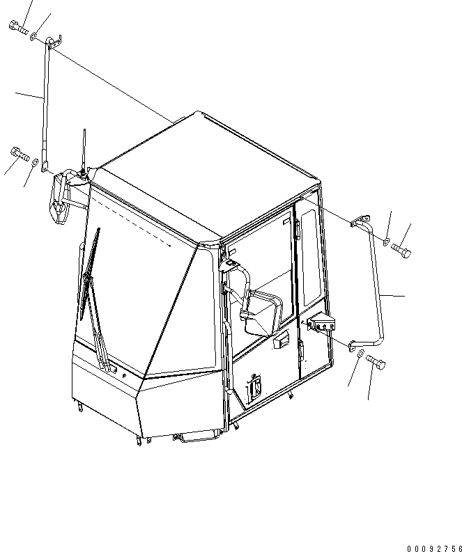 Komatsu parts book diagram for WA320-5 S/N 60001-UP: HANDRAIL (WITHOUT BOLT CAP)