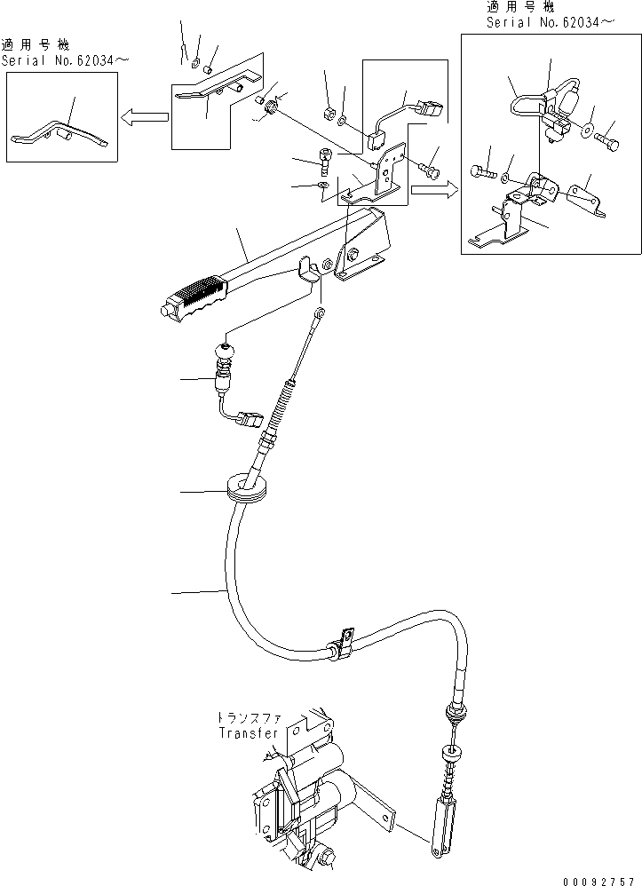 Komatsu parts book diagram for WA320-5 S/N 60001-UP: FLOOR (PARKING BRAKE)