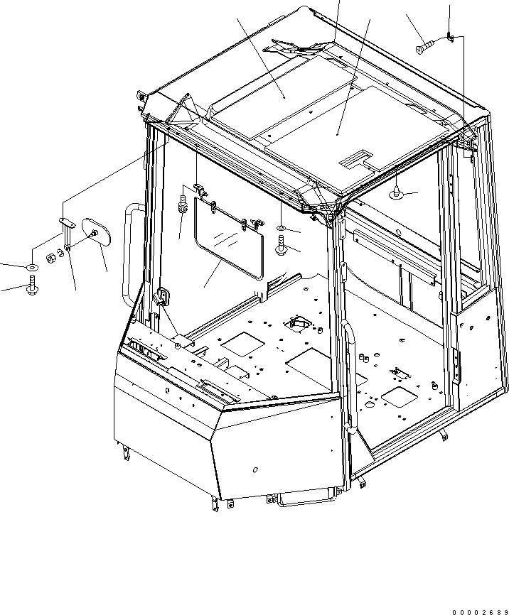 Komatsu parts book diagram for WA320-5 S/N 60001-UP: ROPS CAB (ROOF PAD) (FOR EXCEPT JAPAN)