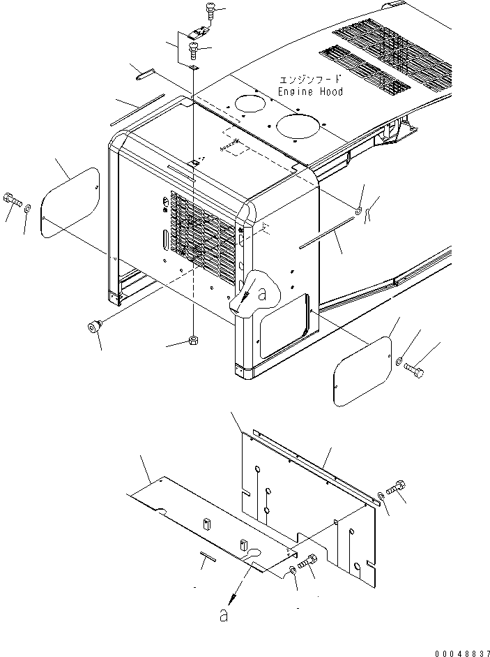 Komatsu parts book diagram for WA320-5 S/N 60001-UP: HOOD (BULKHEAD)