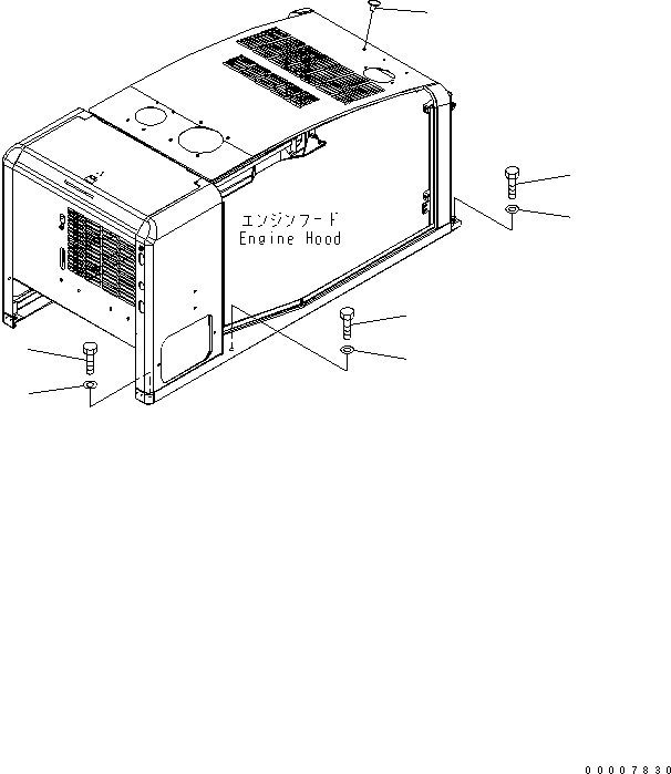 Komatsu parts book diagram for WA320-5 S/N 60001-UP: HOOD MOUNTING