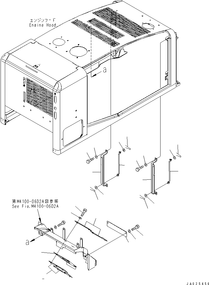 Komatsu parts book diagram for WA320-5 S/N 60001-UP: HOOD (DUCT SHEET) (WITH PRE-CLEANER AND OIL FILLER CAP LOCK AND COVER LOCK)(#62357-)