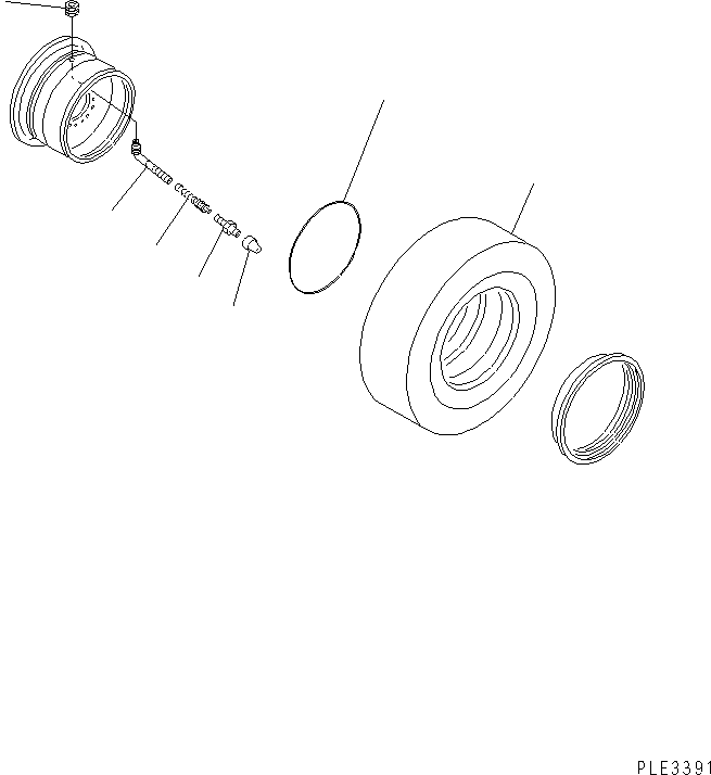Komatsu parts book diagram for WA320-5 S/N 60001-UP: TIRE (20.5-25-12PR-L3 ? TUBELESS TIRE)