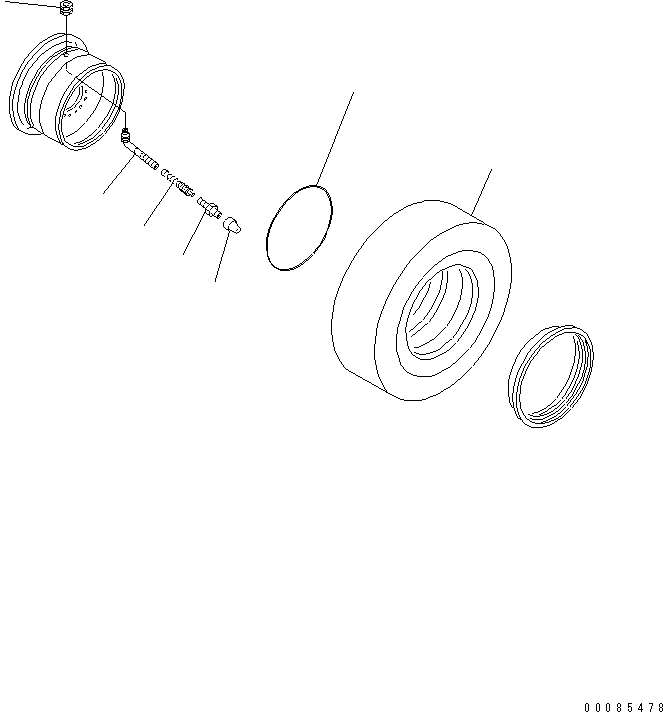 Komatsu parts book diagram for WA320-5 S/N 60001-UP: TIRE (20.5R25-L3 ? TUBELESS TIRE)