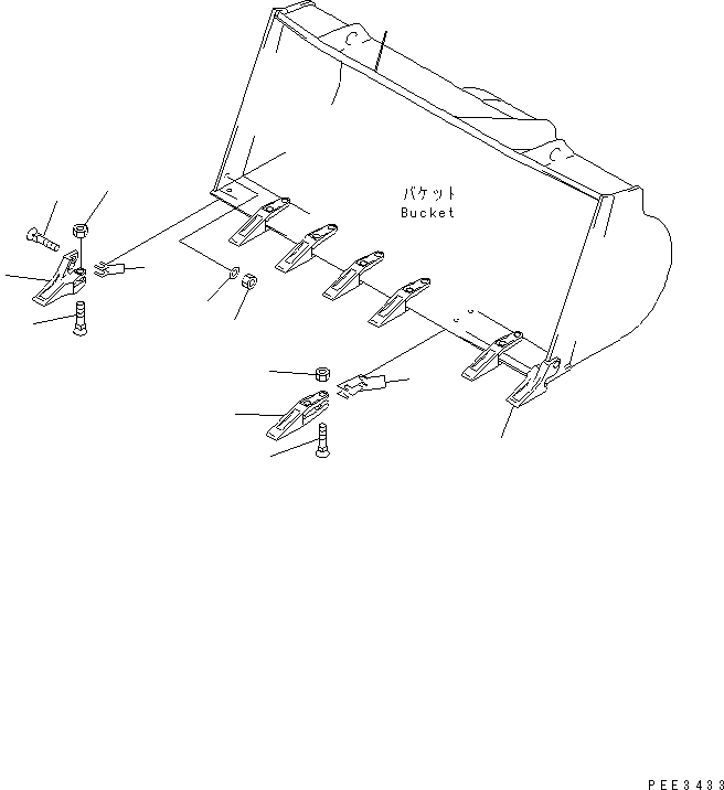 Komatsu parts book diagram for WA320-5 S/N 60001-UP: TOOTH