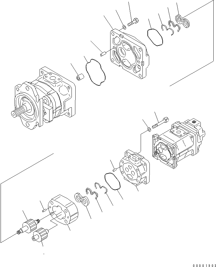 Komatsu parts book diagram for WA320-5 S/N 60001-UP: TORQUE CONVERTER AND PPC PUMP (2/4)
