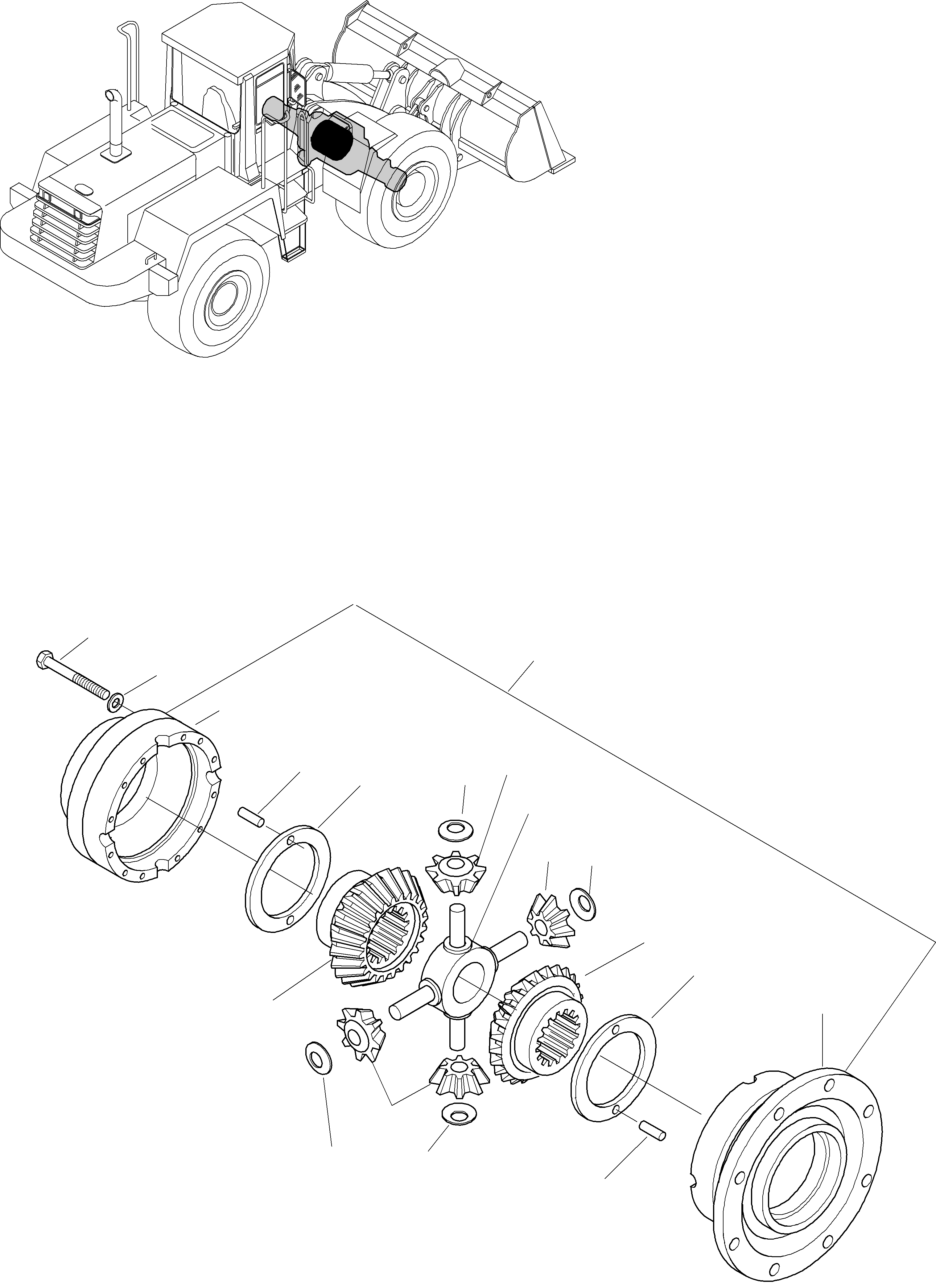 Wheel Loaders Komatsu / WA320-3 S/N WA320H20051-20560(wa320_3) / DIFFERENTIAL, FRONT AXLE(08-02|a : K0445)