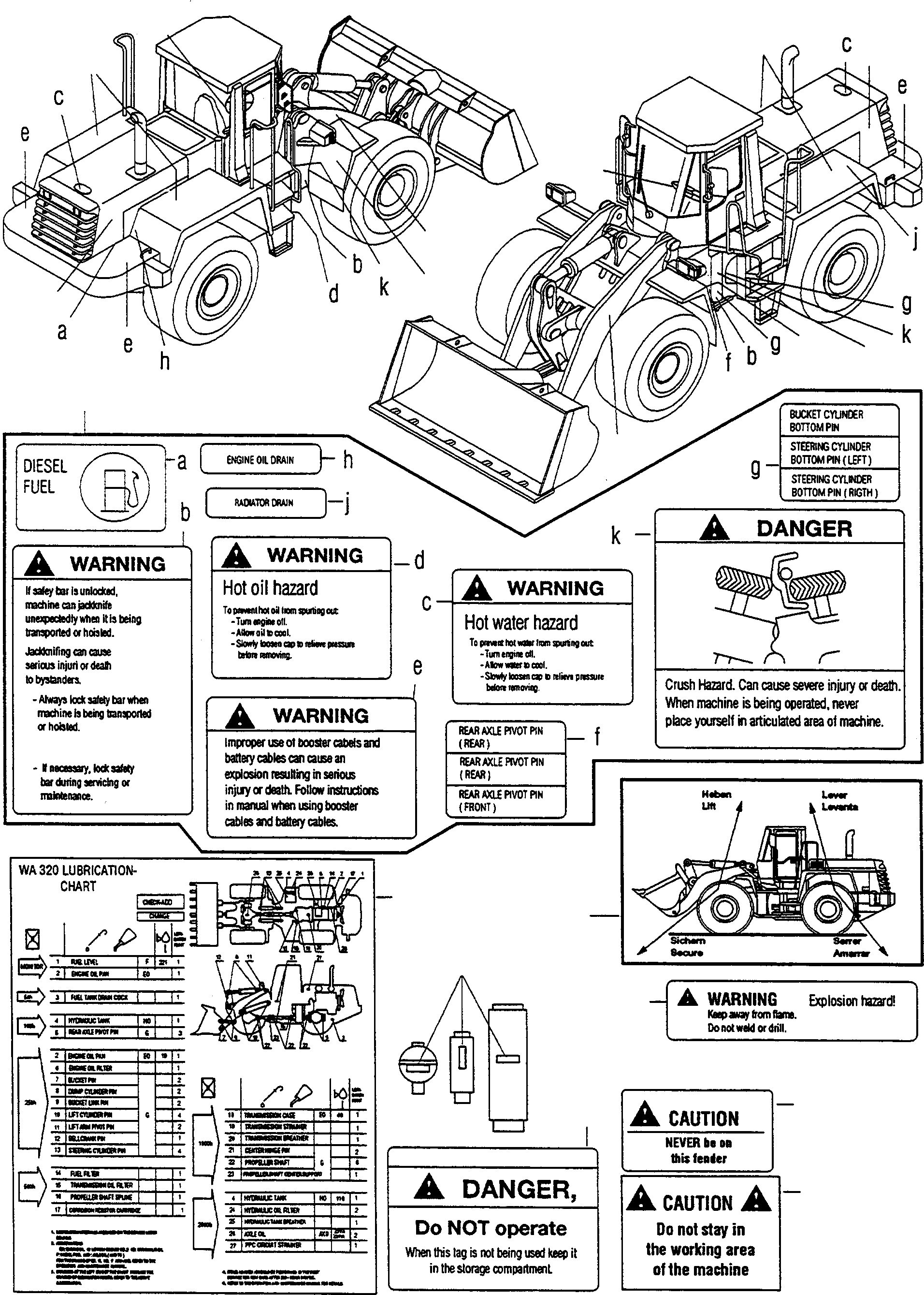 Wheel Loaders Komatsu / WA320-3 S/N WA320H20051-20560(wa320_3) / DECALS, ENGLISH(12-05|a : K0558)