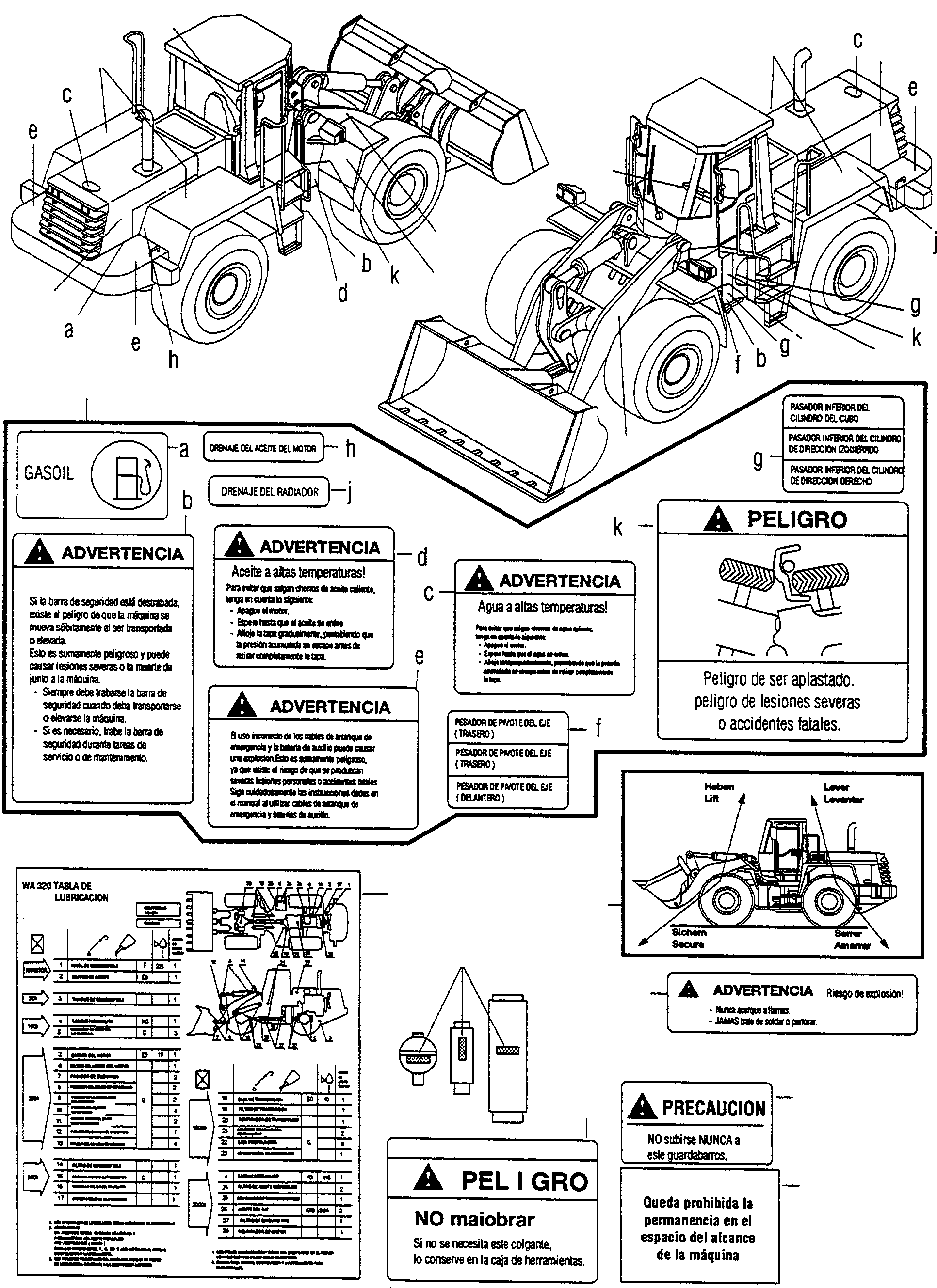 Wheel Loaders Komatsu / WA320-3 S/N WA320H20051-20560(wa320_3) / DECALS, SPANISH(12-09|a : K0564)