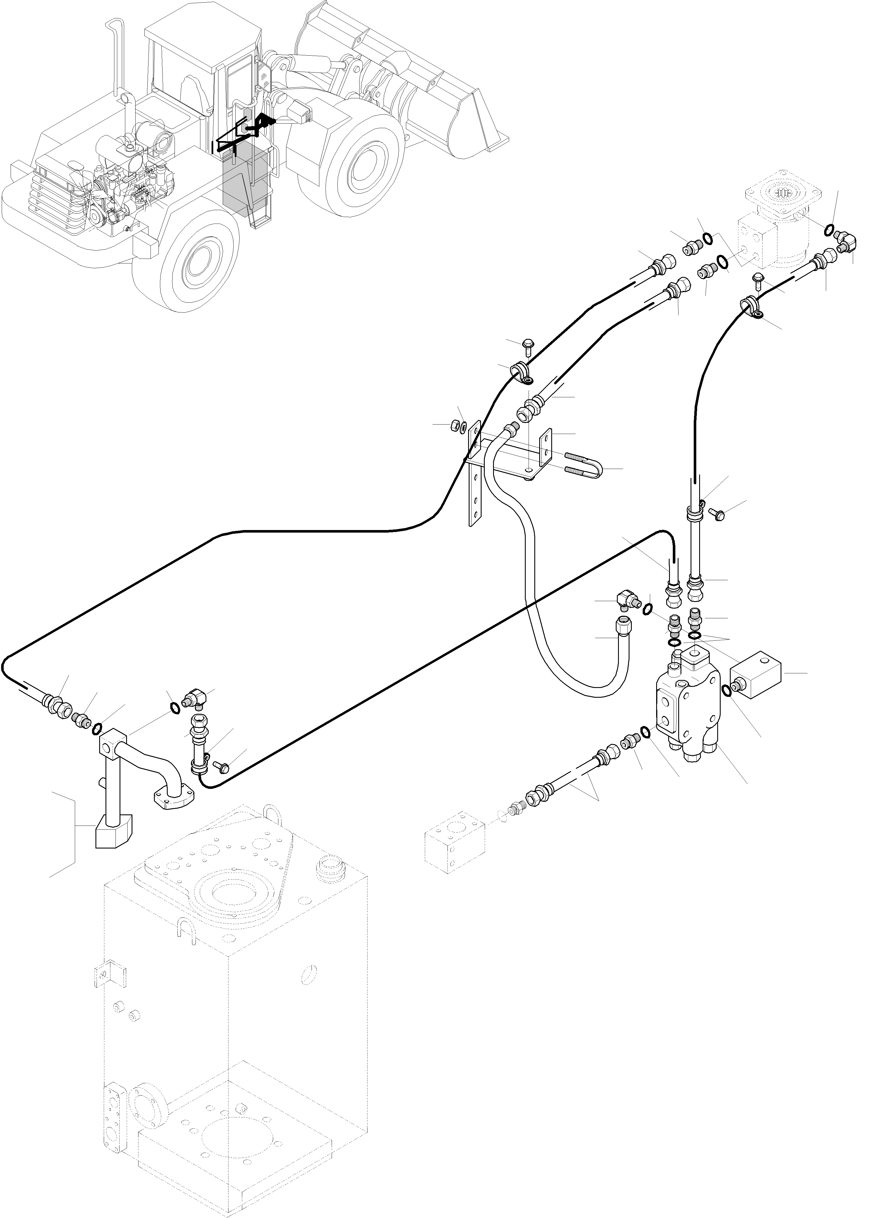 Wheel Loaders Komatsu / WA320-3 S/N WA320H20051-20560(wa320_3) / STEERING, PIPINGS(07-05 : K0572)