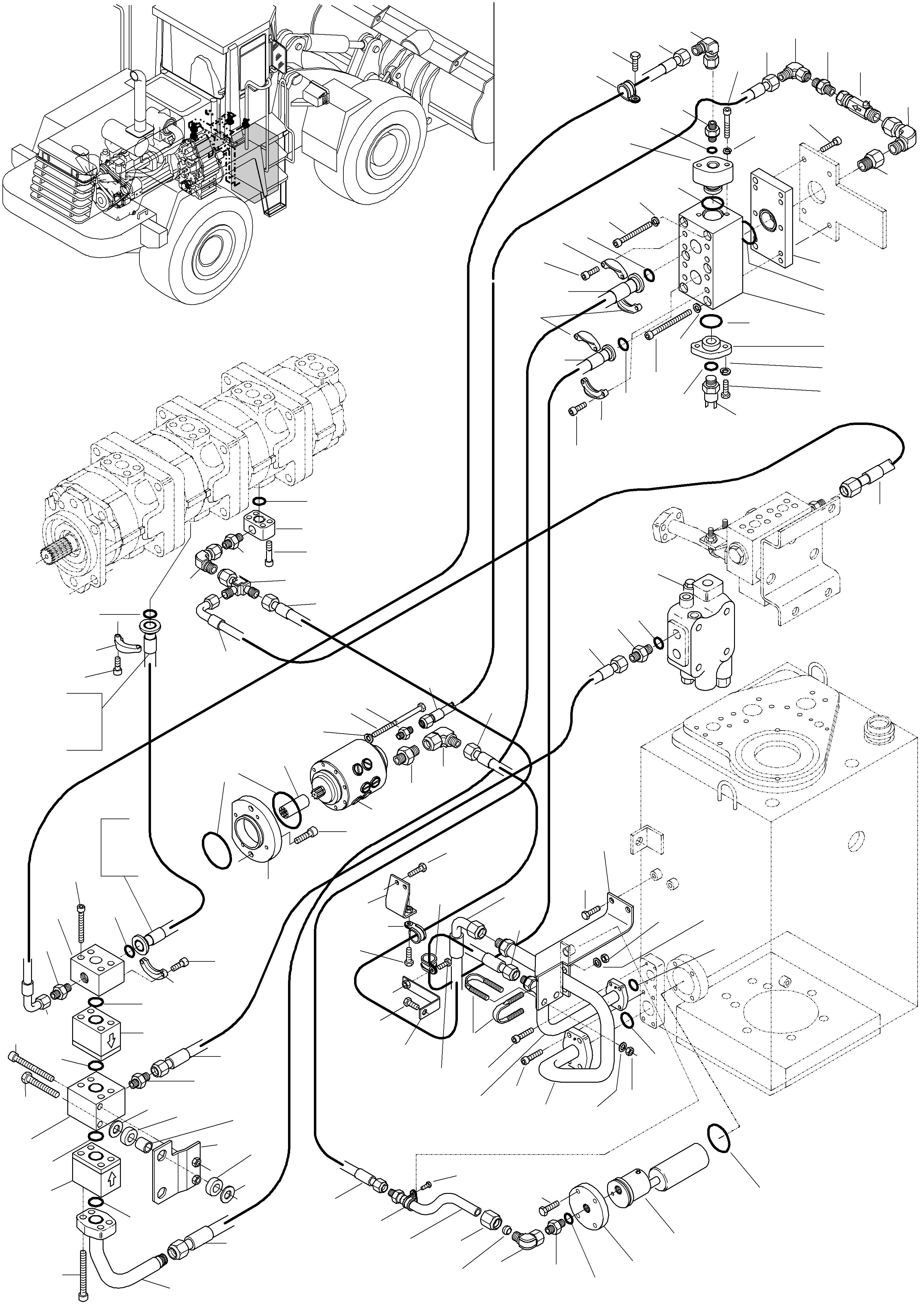 Wheel Loaders Komatsu / WA320-3 S/N WA320H20051-20560(wa320_3) / EMERGENCY STEERING PUMP AND PIPINGS, PART I(07-08|a : K0578)