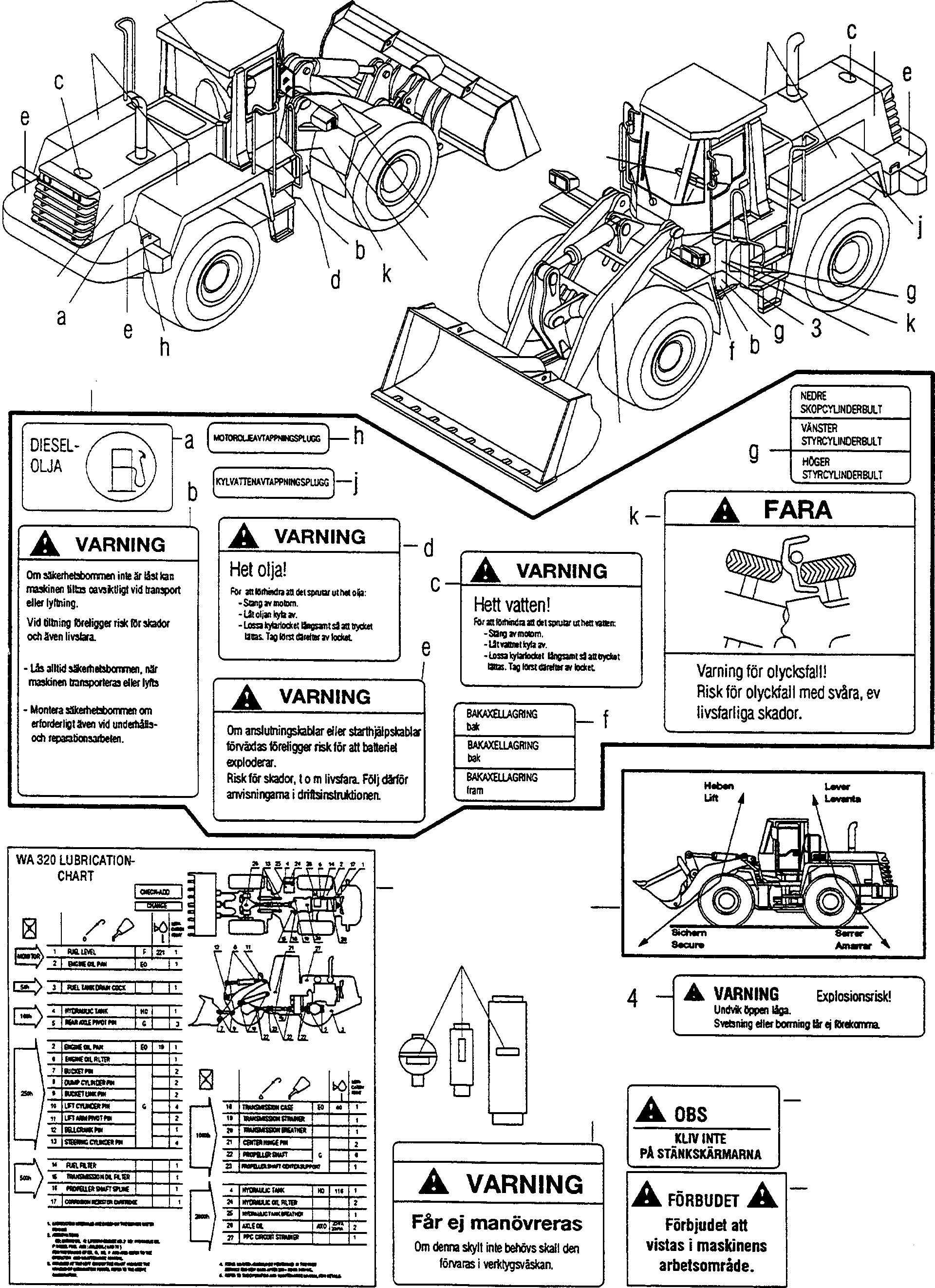 Wheel Loaders Komatsu / WA320-3 S/N WA320H20051-20560(wa320_3) / DECALS, SWEDISH(12-10|a : K0580)