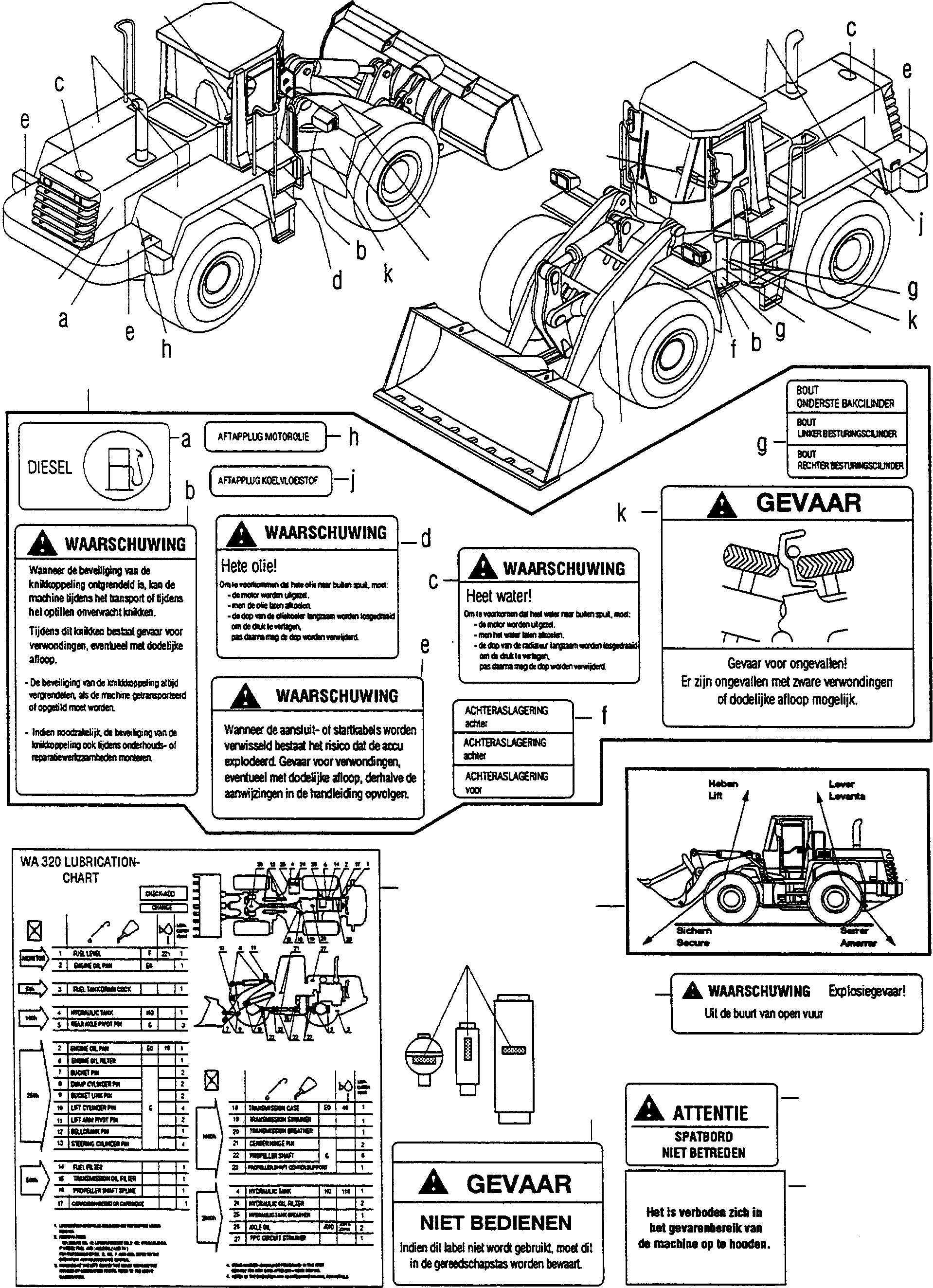Wheel Loaders Komatsu / WA320-3 S/N WA320H20051-20560(wa320_3) / DECALS, DUTCH(12-14|a : K0588)
