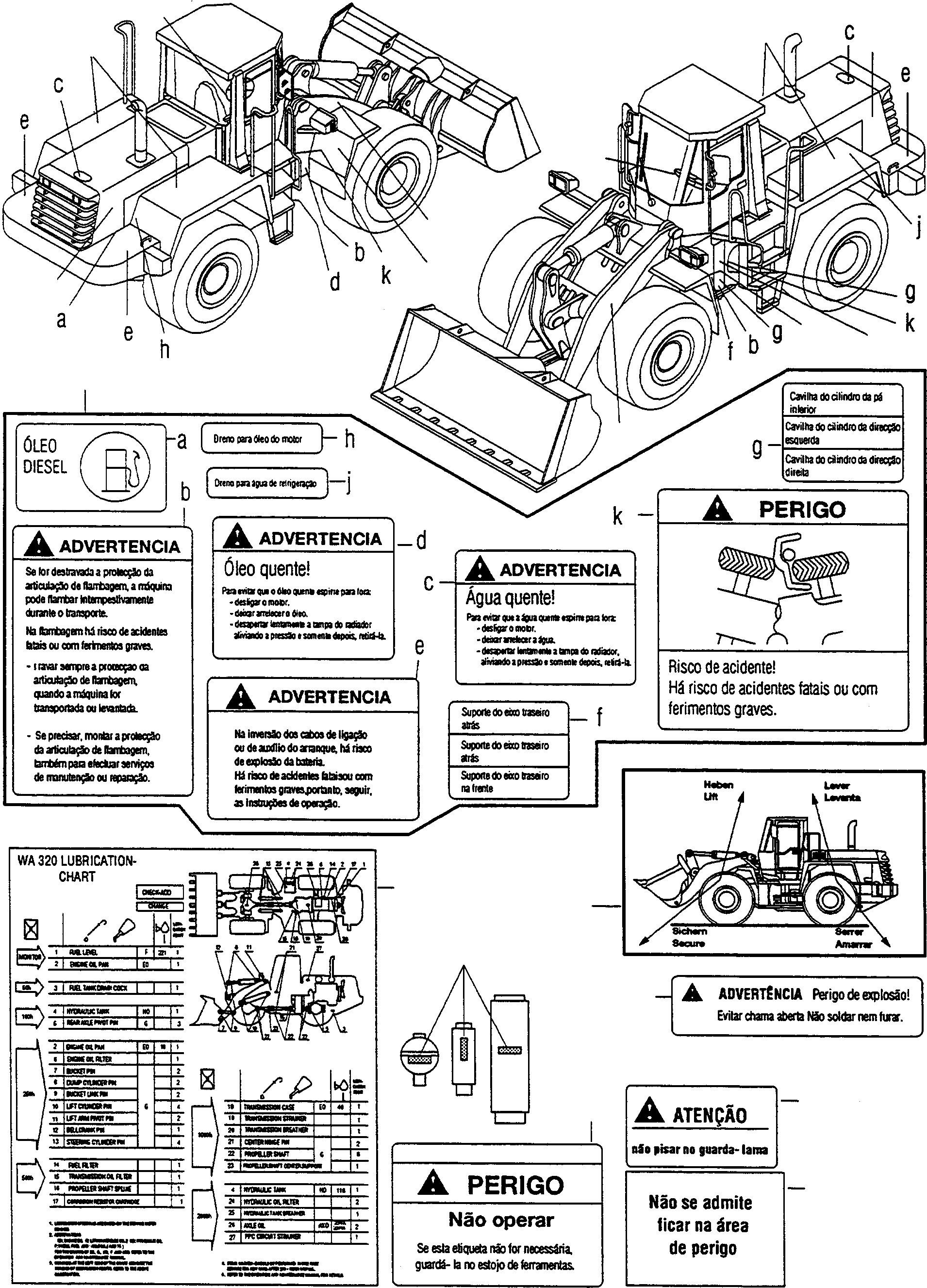 Wheel Loaders Komatsu / WA320-3 S/N WA320H20051-20560(wa320_3) / DECALS, PORTUGUESE(12-15|a : K0590)