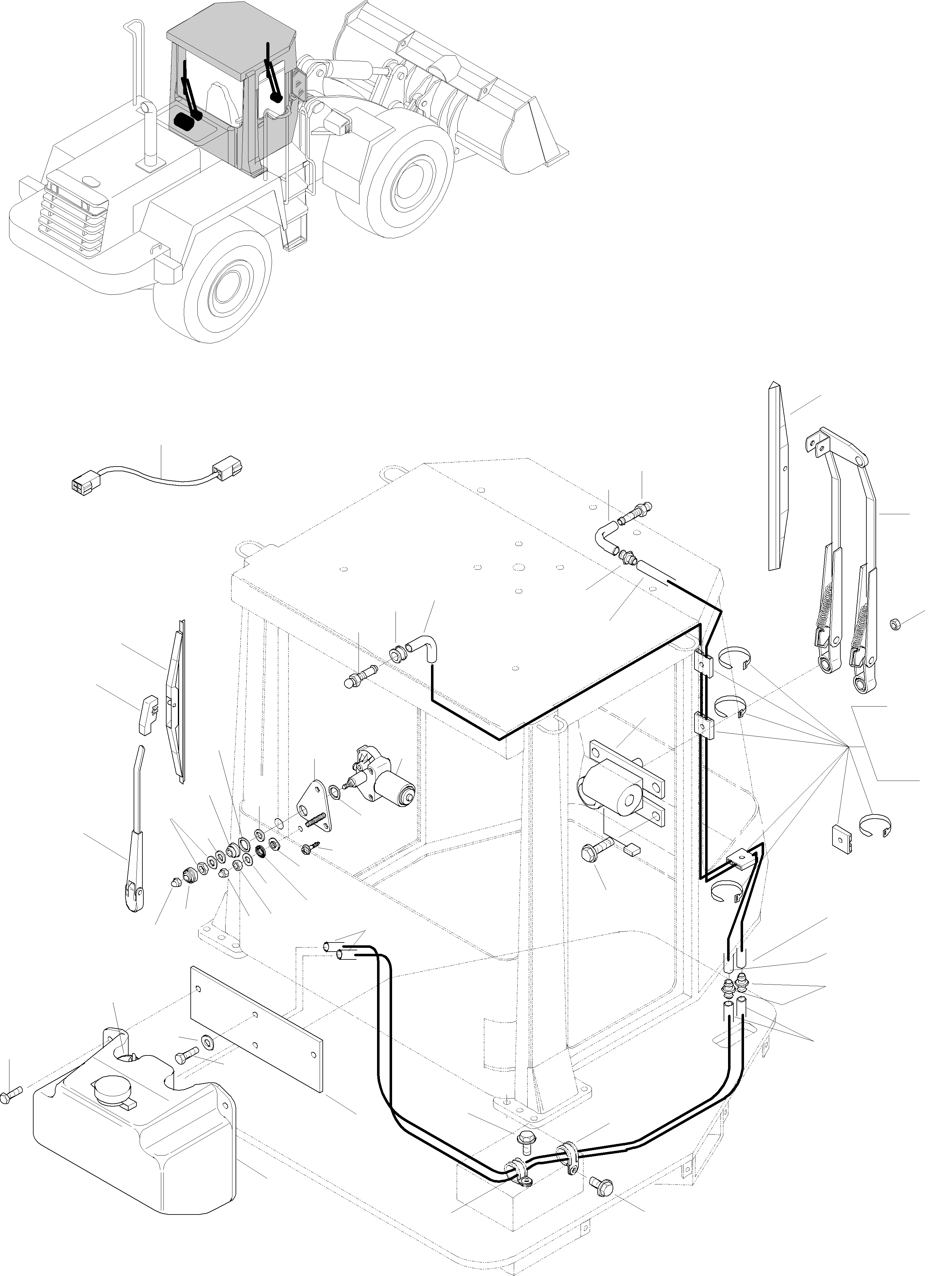 Wheel Loaders Komatsu / WA320-3 S/N WA320H20051-20560(wa320_3) / WINDSHIELD-WIPER - WASHER SYSTEM(03-66|b : K1010)