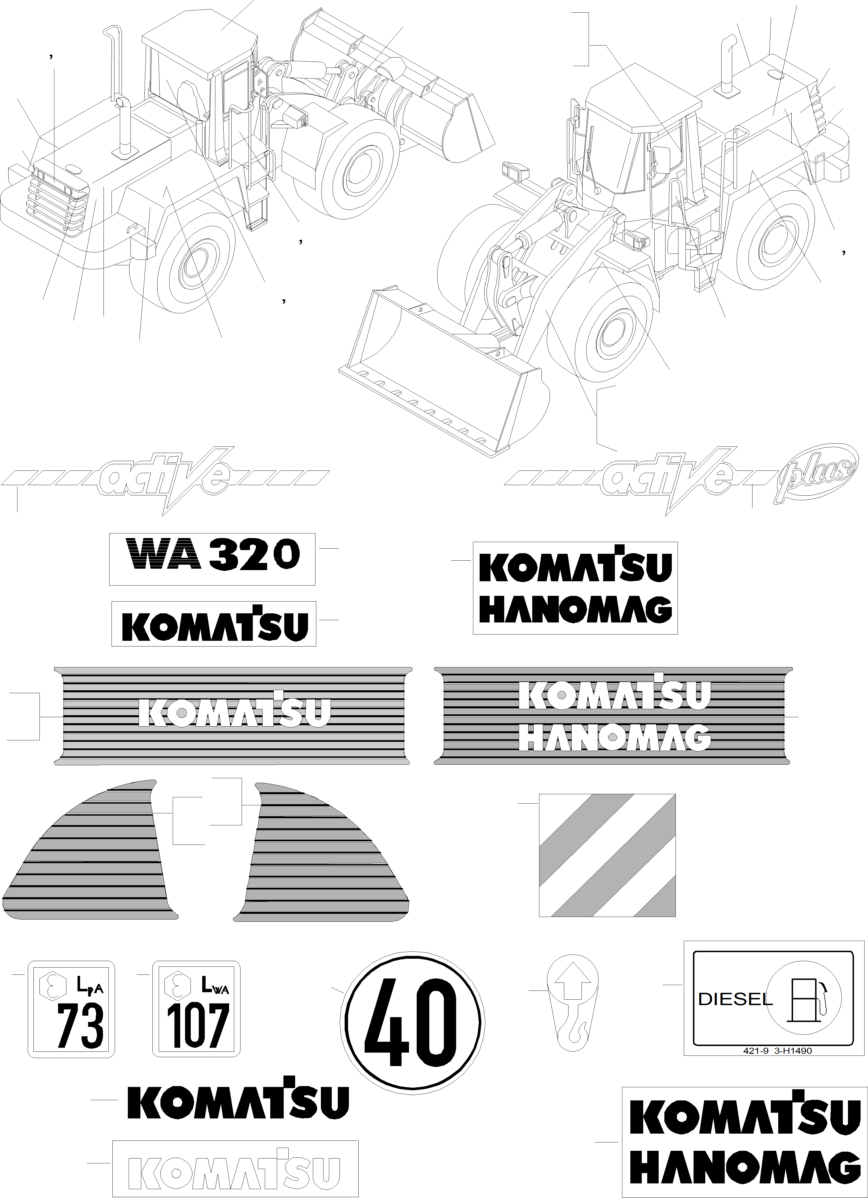 Wheel Loaders Komatsu / WA320-3 S/N WA320H20051-20560(wa320_3) / LETTERING(12-03 : K1253)