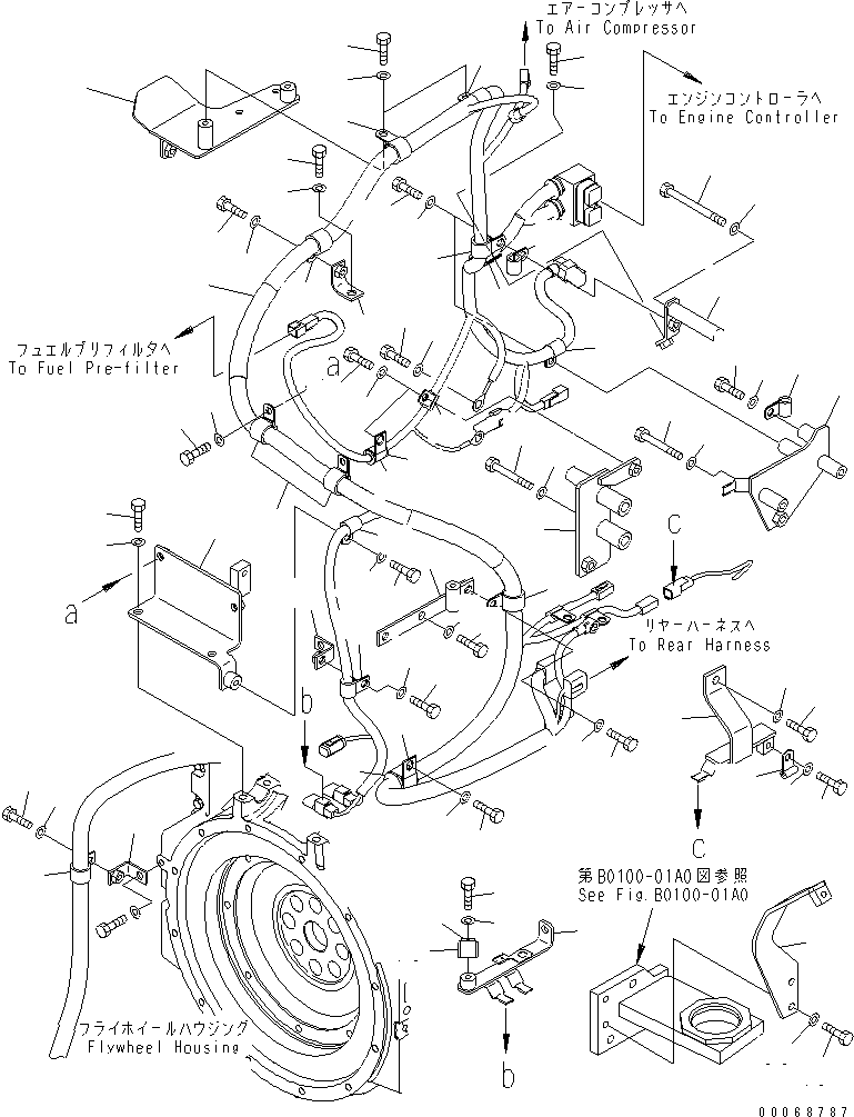 Wheel Loaders Komatsu / WA320PZ-6 S/N 70001-70451(wa320p1c) / ENGINE HARNESS (AIR CONDITIONER)(#70001-)(030020 : B0110-01A0)
