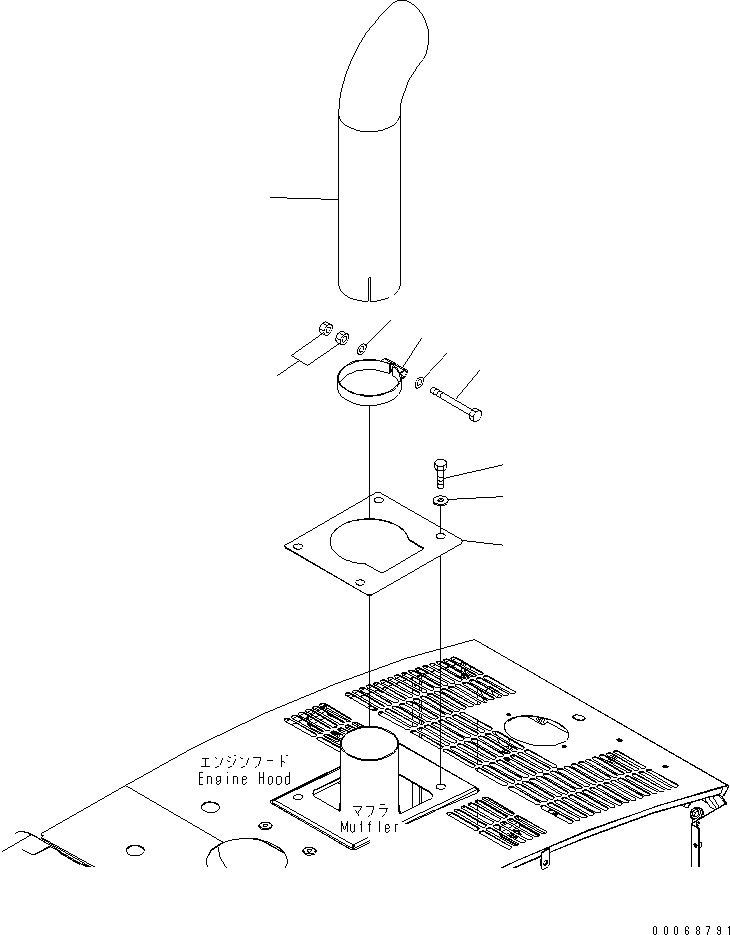 Wheel Loaders Komatsu / WA320PZ-6 S/N 70001-70451(wa320p1c) / EXHAUST PIPE(#70001-)(030060 : B0300-01A0)