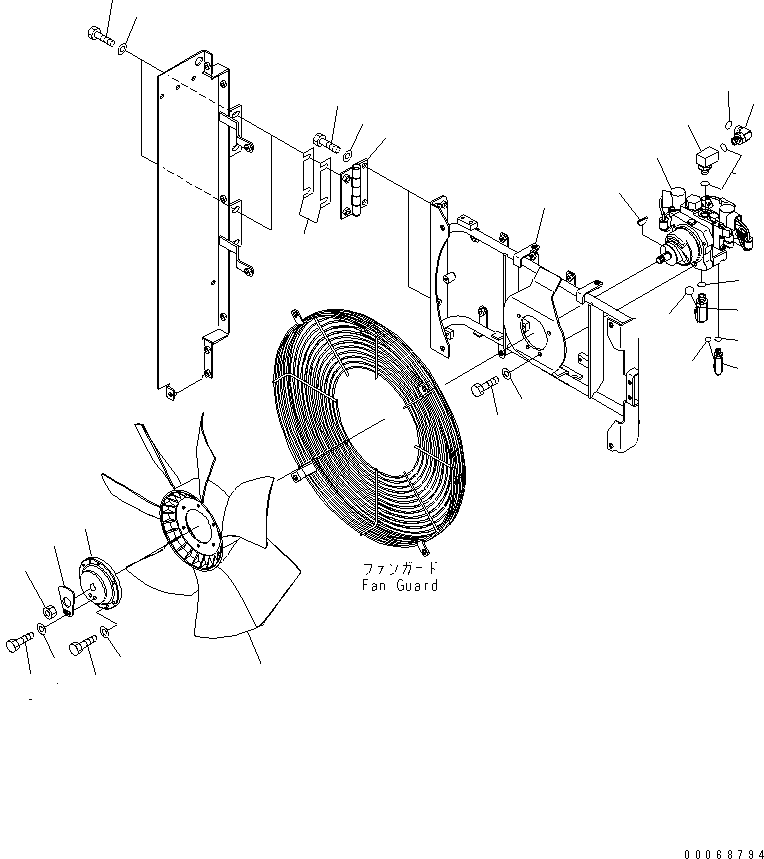 Wheel Loaders Komatsu / WA320PZ-6 S/N 70001-70451(wa320p1c) / RADIATOR (FAN DRIVE MOUNTING PARTS AND FAN MOTOR)(#70001-)(060040 : C0110-02A0)