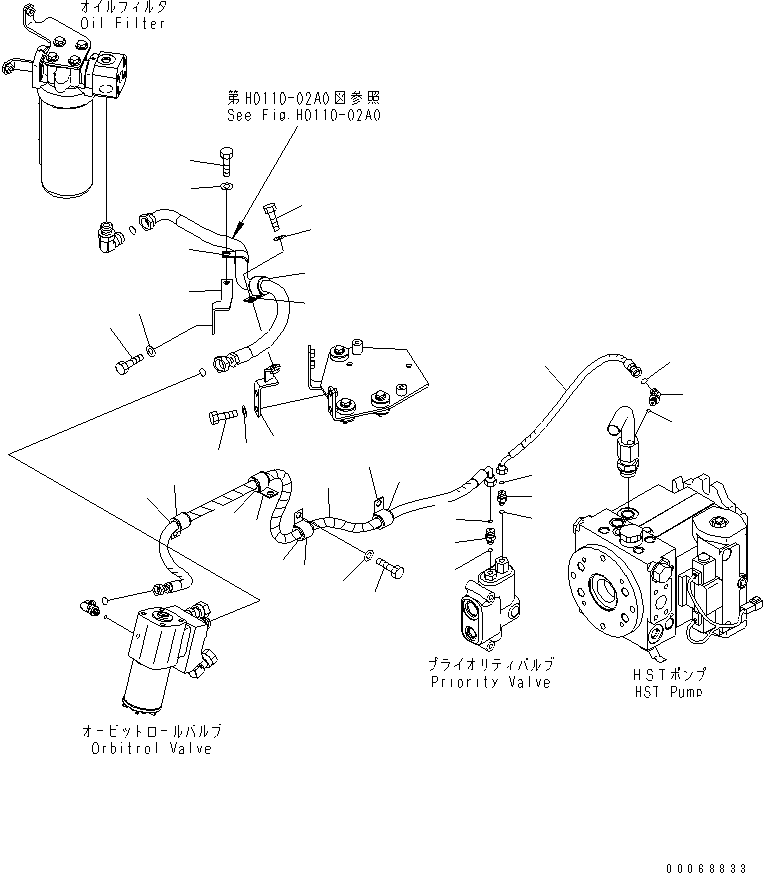 Wheel Loaders Komatsu / WA320PZ-6 S/N 70001-70451(wa320p1c) / STEERING VALVE (PIPING)(#70001-)(180110 : H0122-02A0)