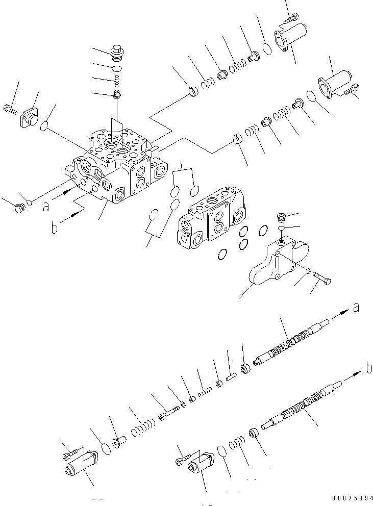 Wheel Loaders Komatsu / WA320PZ-6 S/N 70001-70451 (For EU)(wa320pzc) / CONTROL VALVE (3-SPOOL) (1/3)(#70001-)(420450 : Y1663-01A0)