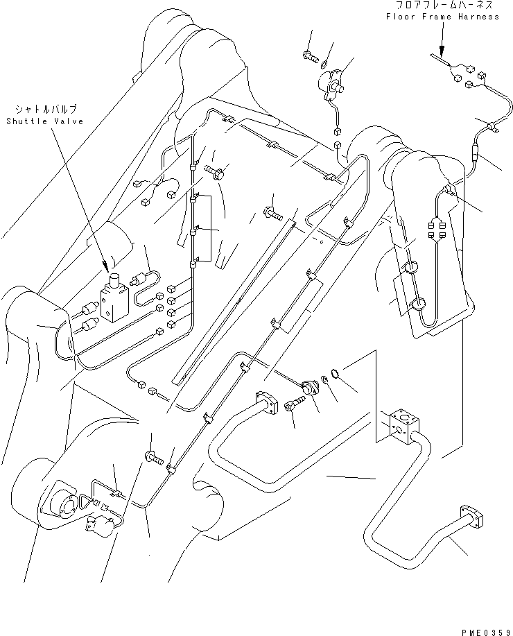 Wheel Loaders Komatsu / WA380-3 S/N 50001-52999 (Overseas Version)(wa380-0c) / ELECTRICAL SYSTEM (REMOTE BUCKET POSITIONER SYSTEM LINE) (1/3)   (FRONT FRAME LINE)(#50001-)(030180 : 1495)