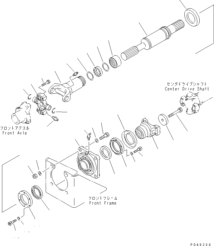 Wheel Loaders Komatsu / WA380-3 S/N 50001-52999 (Overseas Version)(wa380-0c) / DRIVE SHAFT (FRONT)(#50001-)(090010 : 3001)