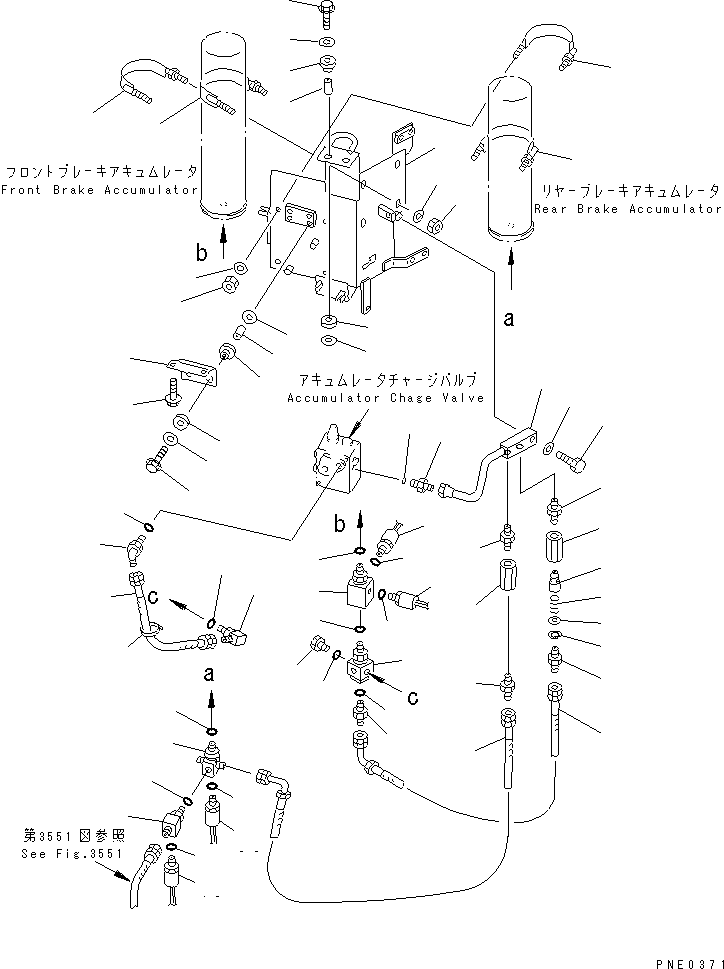 Wheel Loaders Komatsu / WA380-3 S/N 50001-52999 (Overseas Version)(wa380-0c) / BRAKE OIL PIPING (ACCUMULATOR CHARGE VALVE TO ACCUMULATOR)(#50001-)(090120 : 3502)