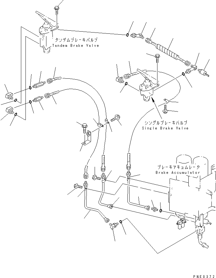 Wheel Loaders Komatsu / WA380-3 S/N 50001-52999 (Overseas Version)(wa380-0c) / BRAKE OIL PIPING (ACCUMULATOR TO BRAKE VALVE)(#50001-)(090130 : 3503)