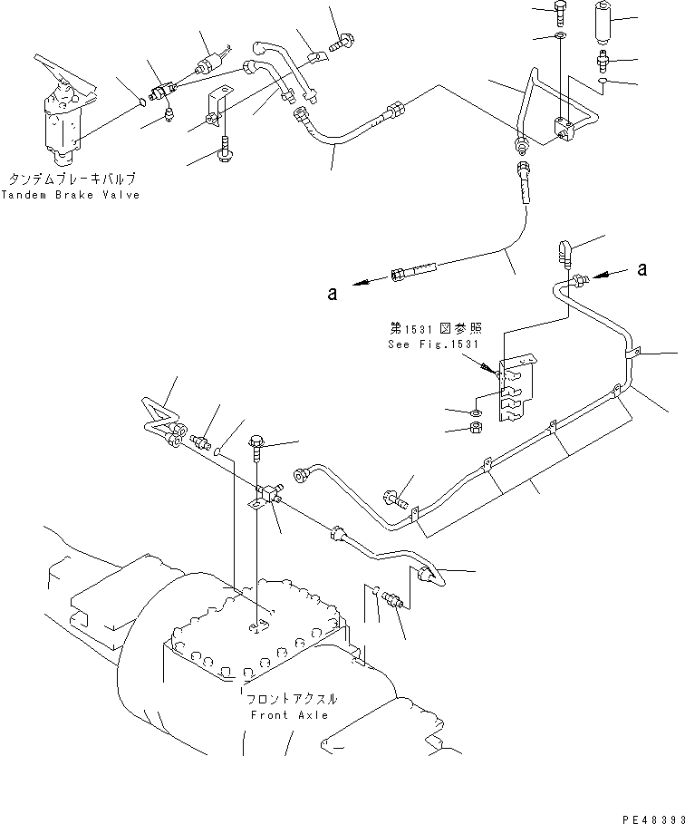 Wheel Loaders Komatsu / WA380-3 S/N 50001-52999 (Overseas Version)(wa380-0c) / BRAKE OIL PIPING (FRONT BRAKE LINE)(#50001-)(090150 : 3521)