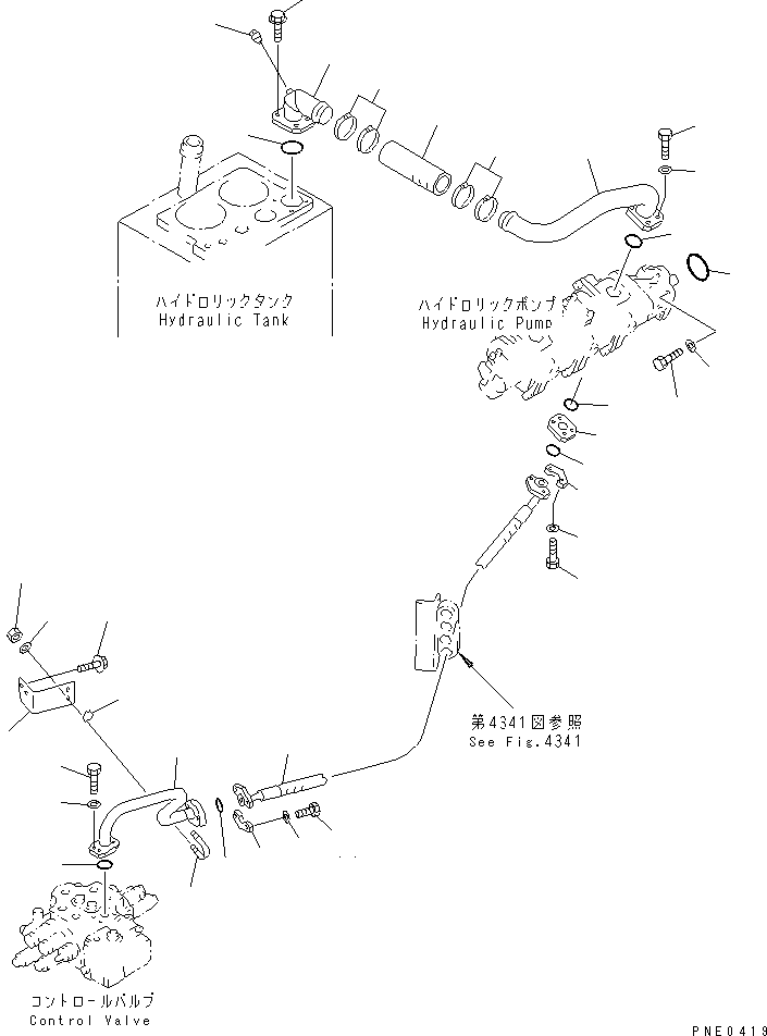 Wheel Loaders Komatsu / WA380-3 S/N 50001-52999 (Overseas Version)(wa380-0c) / HYDRAULIC PIPING (SUCTION AND DELIVERY LINE)(#50001-)(180190 : 6401)