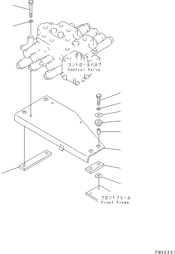 Wheel Loaders Komatsu / WA380-3 S/N 50001-52999 (Overseas Version)(wa380-0c) / 3-SPOOL CONTROL VALVE MOUNTING PARTS(#50001-)(180210 : 6416)