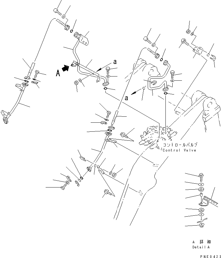 Wheel Loaders Komatsu / WA380-3 S/N 50001-52999 (Overseas Version)(wa380-0c) / HYDRAULIC PIPING (FRONT ATTACHMENT LINE) (WITH 3-SPOOL CONTROL   VALVE)(#50001-)(180280 : 6461)