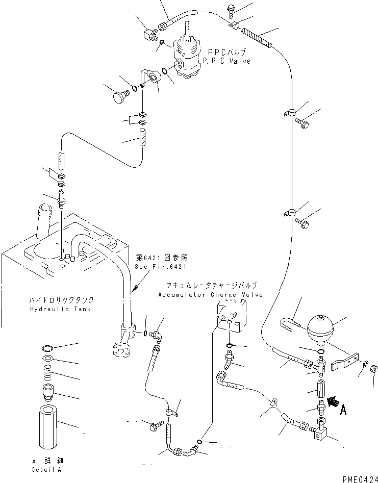 Wheel Loaders Komatsu / WA380-3 S/N 50001-52999 (Overseas Version)(wa380-0c) / HYDRAULIC PIPING (PPC VALVE LINE) (1/2) (ACCUMULATOR CHARGE VALVETO PPC VALVE)(#50001-)(180290 : 6501)