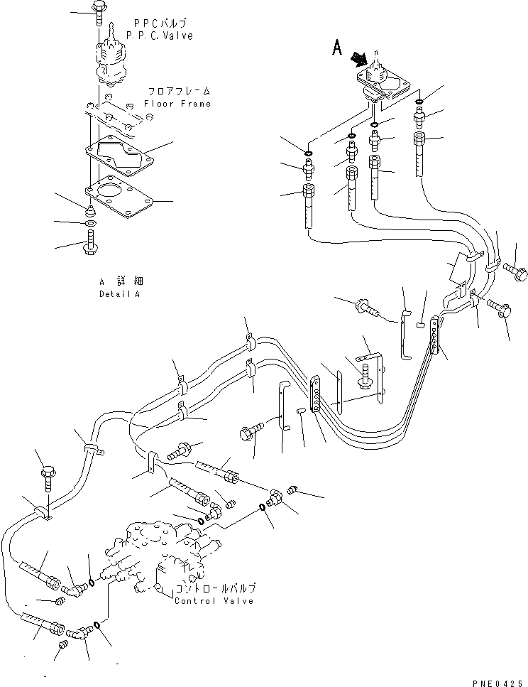 Wheel Loaders Komatsu / WA380-3 S/N 50001-52999 (Overseas Version)(wa380-0c) / HYDRAULIC PIPING (PPC VALVE LINE) (2/2) (PILOT LINE)(#50001-)(180300 : 6502)