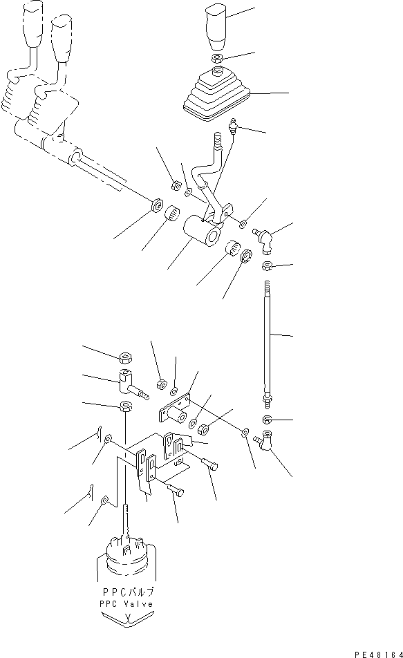 Wheel Loaders Komatsu / WA380-3 S/N 50001-52999 (Overseas Version)(wa380-0c) / FRONT ATTACHMENT CONTROL LEVER AND LINKAGE (WITH 3-SPOOL CONTROL VALVE)(#50001-)(180450 : 6611)