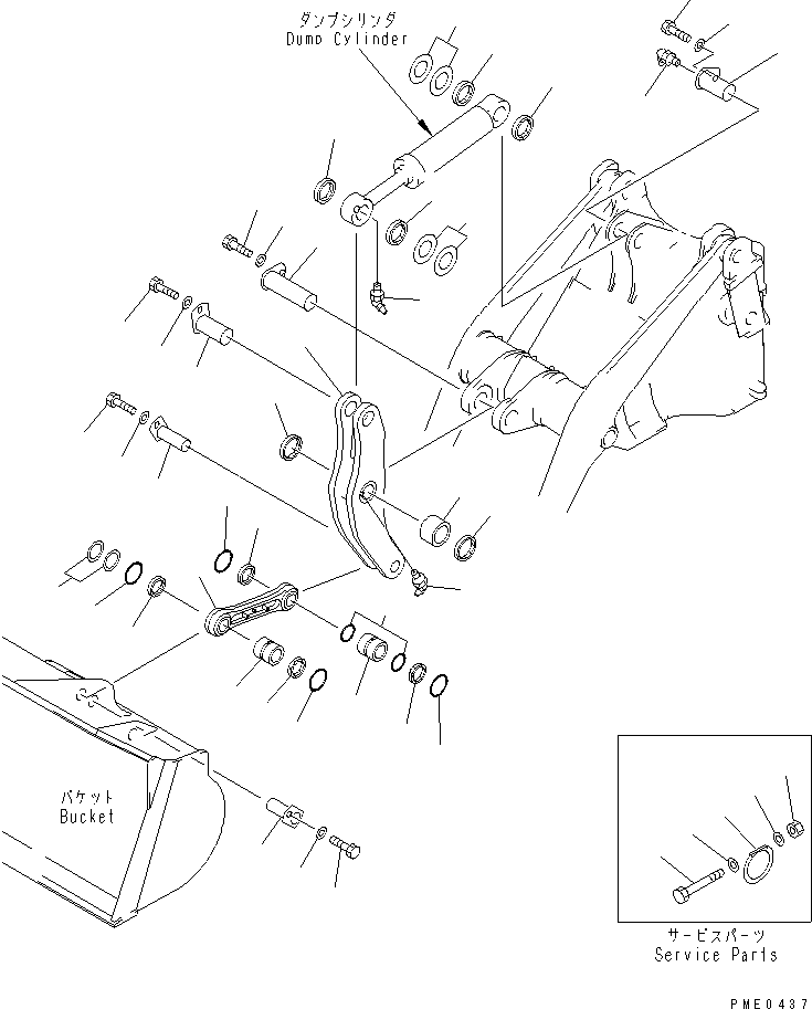 Wheel Loaders Komatsu / WA380-3 S/N 50001-52999 (Overseas Version)(wa380-0c) / BELLCRANK (WITH AUTO GREASE SYSTEM)(#50001-)(210070 : 7029)