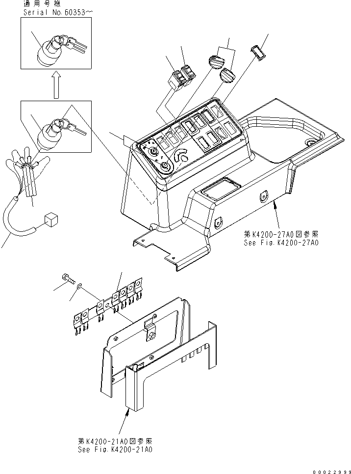 Wheel Loaders Komatsu / WA380-5-TN S/N 60001-UP(wa380-1r) / FLOOR FRAME (SWITCH BOX) (FOR LOCK-UP TORQUE CONVERTER)(240160 : K4200-08A3)