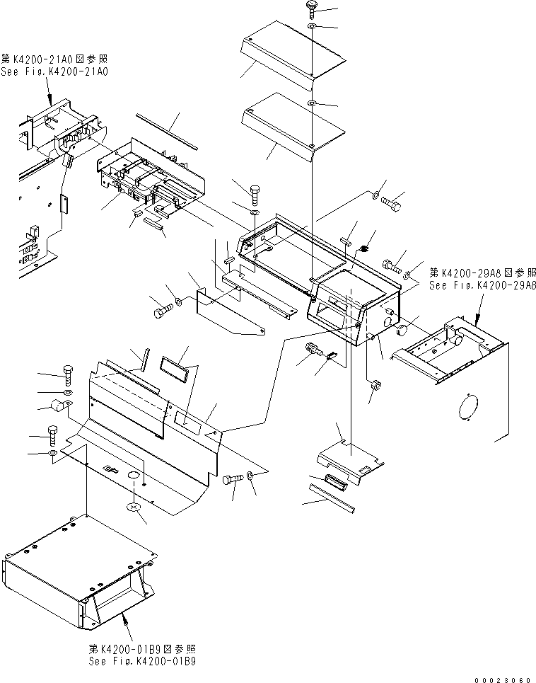 Wheel Loaders Komatsu / WA380-5-TN S/N 60001-UP(wa380-1r) / FLOOR FRAME (REAR CONSOLE) (FOR TUNNEL SPEC.)(240340 : K4200-30B9)