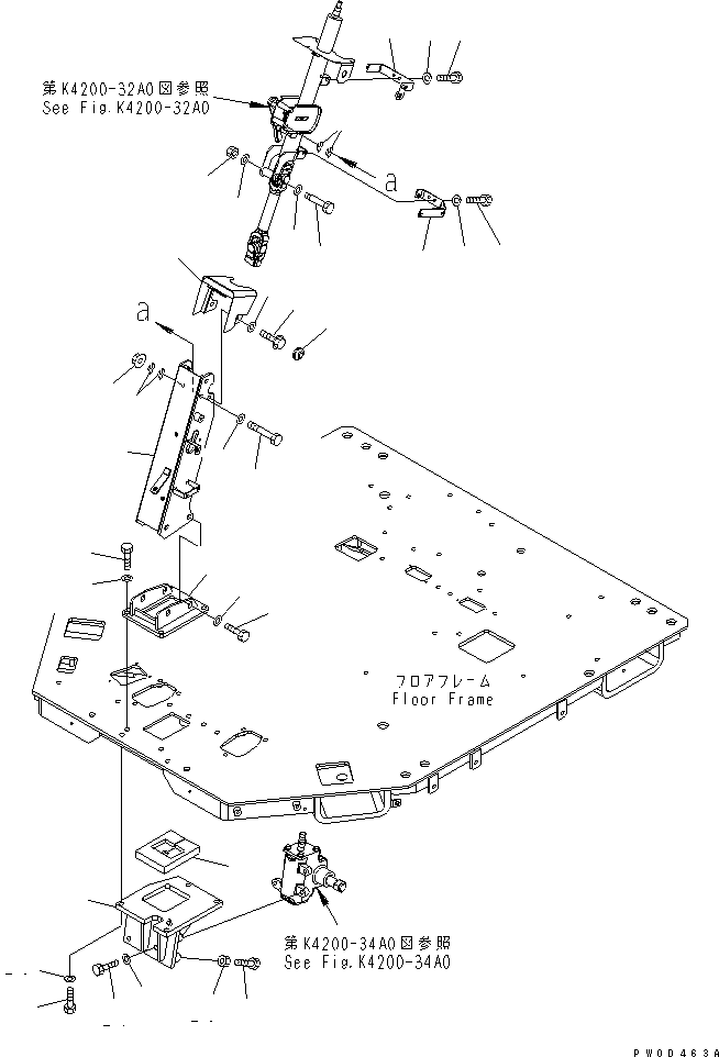 Wheel Loaders Komatsu / WA380-5-TN S/N 60001-UP(wa380-1r) / STEERING WHEEL AND COLUMN (MOUNTING)(240370 : K4200-33A0)