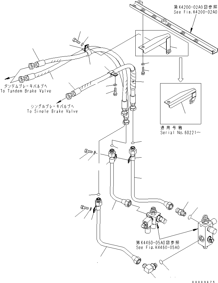 Wheel Loaders Komatsu / WA380-5-TN S/N 60001-UP(wa380-1r) / BRAKE CONTROL (ACCUMLATOR BRAKE PIPING)(240510 : K4460-01A0)