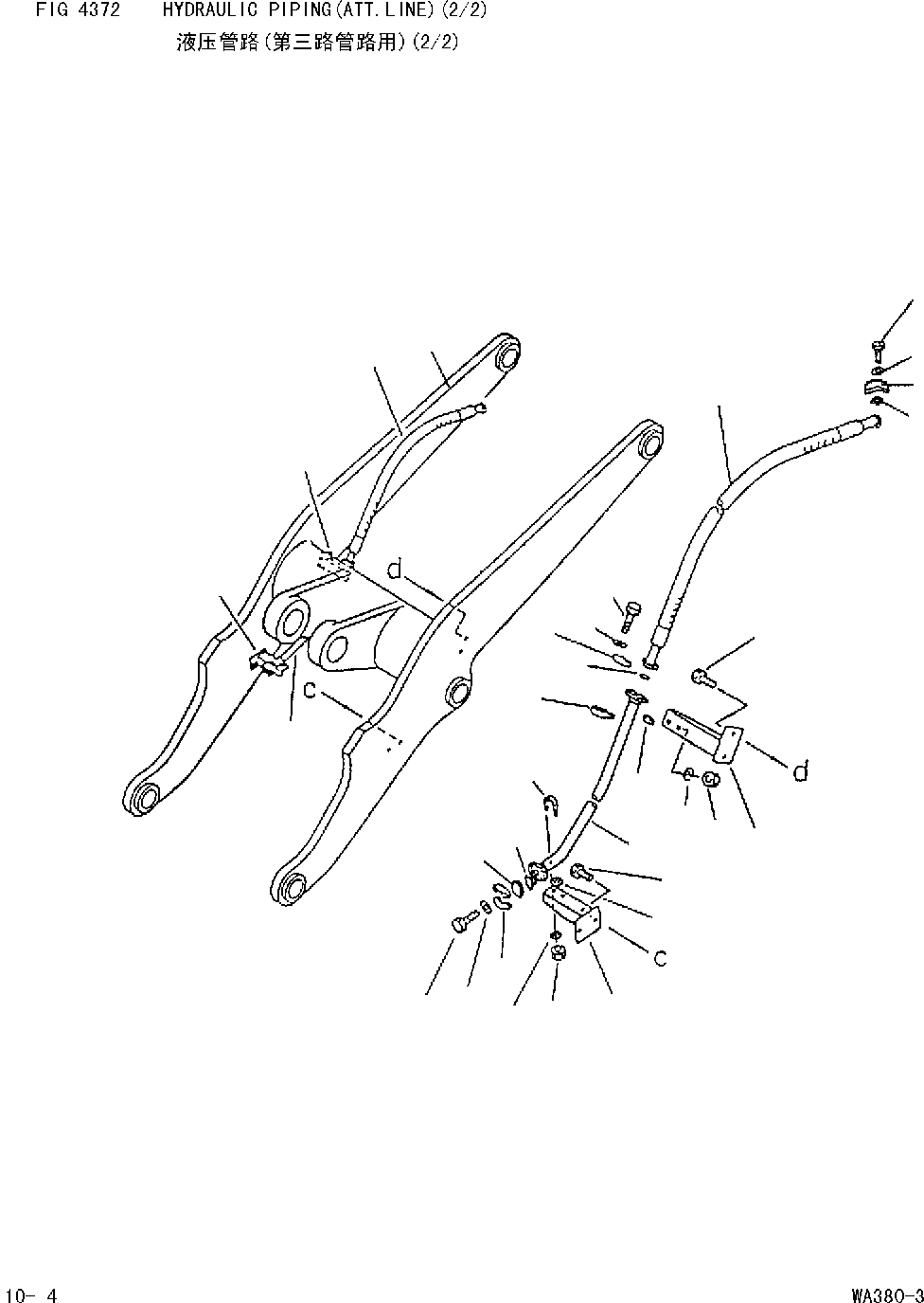 Wheel Loaders Komatsu / WA380-DZ-3 Serial No.10580 and up(wa3803cn) / HYDRAULIC PIPING(ATT.LINE)(2/2)(|000219 : |Z0002)