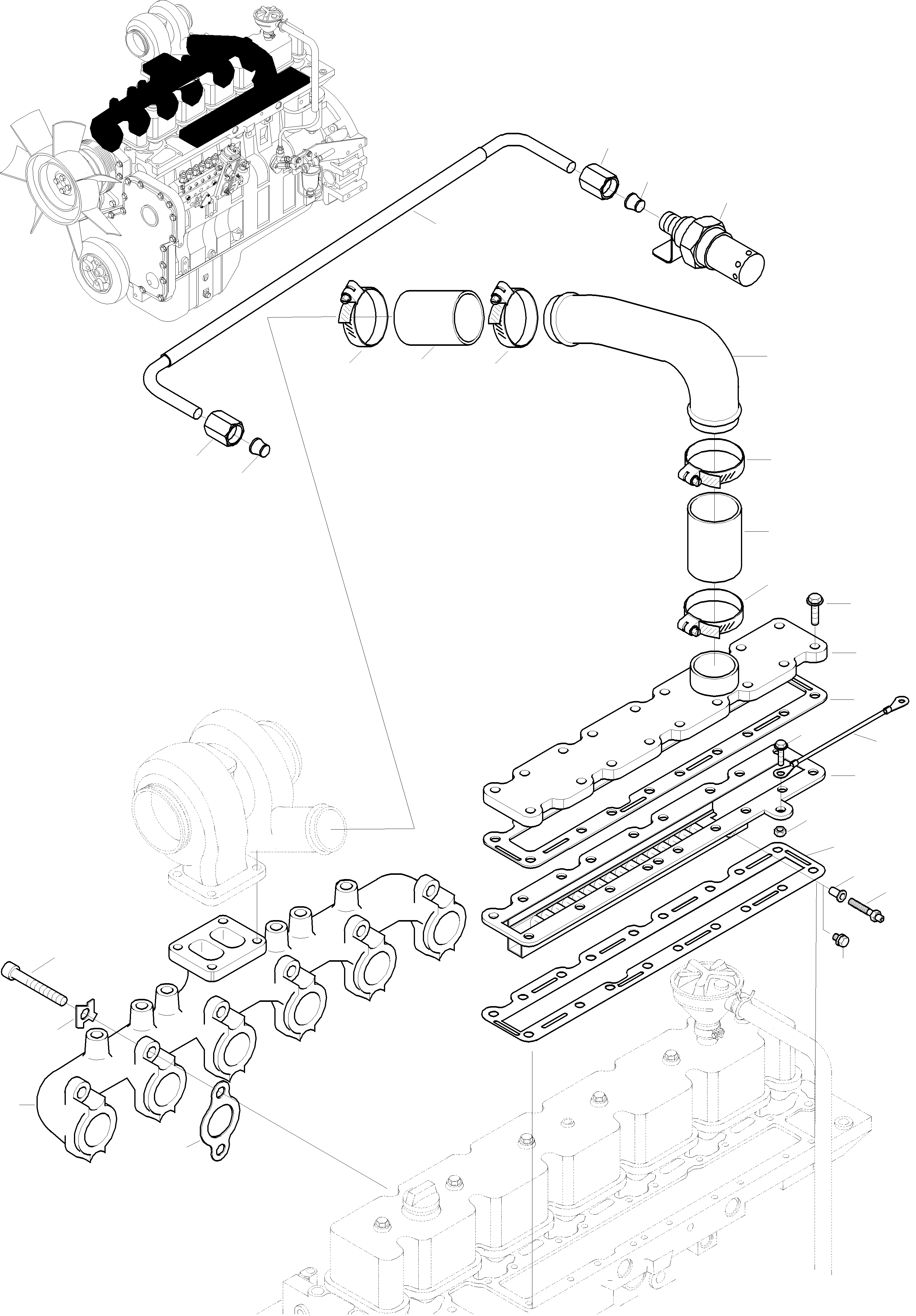Wheel Loaders Komatsu / WA380-3 active S/N WA380H20501 - Up(wa380_3a) / INTAKE MANIFOLD, TURBOCHARGER(01-47 : K1028)