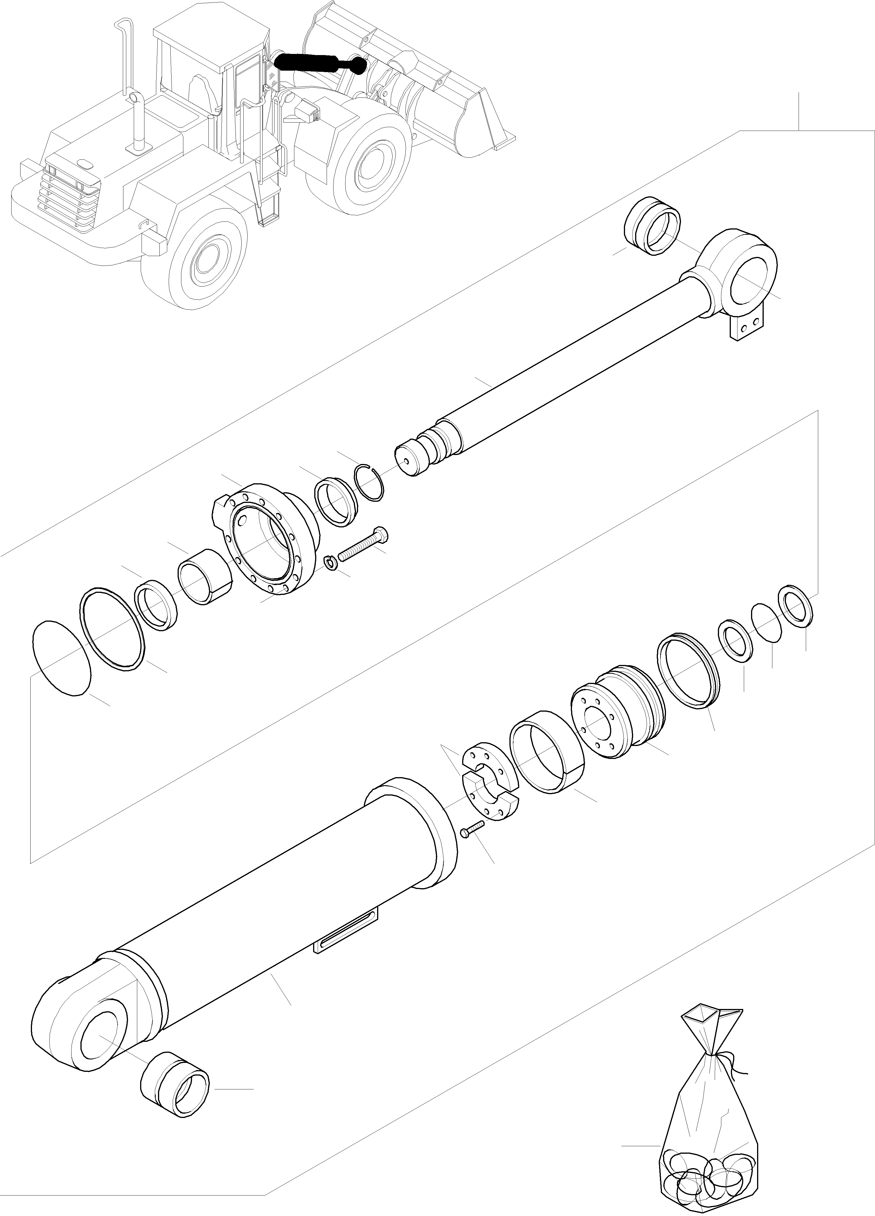 Wheel Loaders Komatsu / WA380-3 active S/N WA380H20501 - Up(wa380_3a) / BUCKET CYLINDER(13-28|a : K1542)