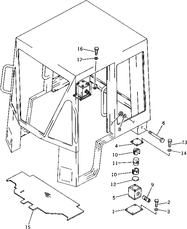 Wheel Loaders Komatsu / WA40-1 S/N 1001-UP(wa40-1c) / ROPS CAB MOUNTING AND FLOOR MAT(150150 : 5455)