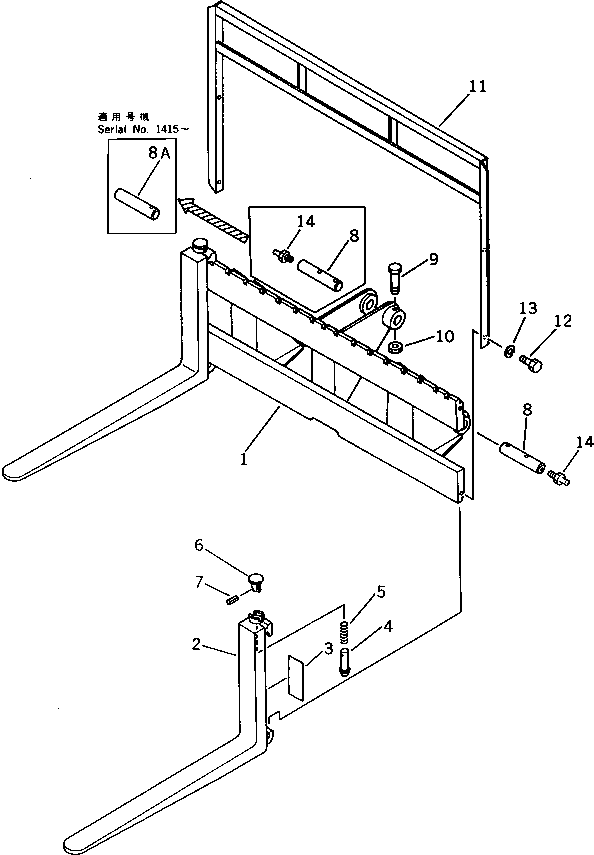 Wheel Loaders Komatsu / WA40-1 S/N 1001-UP(wa40-1c) / LUMBER FORK(210030 : 7503)