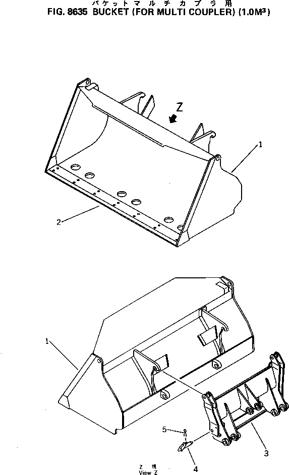Wheel Loaders Komatsu / WA40-1 S/N 1001-UP(wa40-1c) / BUCKET (FOR MULTI COUPLER) (1.0M3)(240050 : 8635)