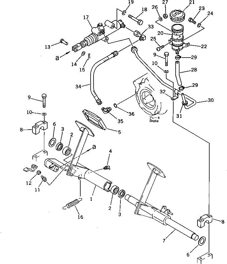 Wheel Loaders Komatsu / WA40-1 S/N 1001-UP(wa40-1r) / BRAKE PEDAL AND PIPING(090070 : 3401)