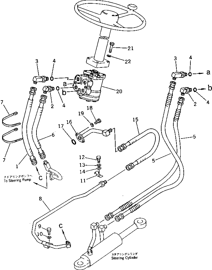 Wheel Loaders Komatsu / WA40-1 S/N 1001-UP(wa40-1r) / STEERING PIPING (2/2)(120040 : 4102)