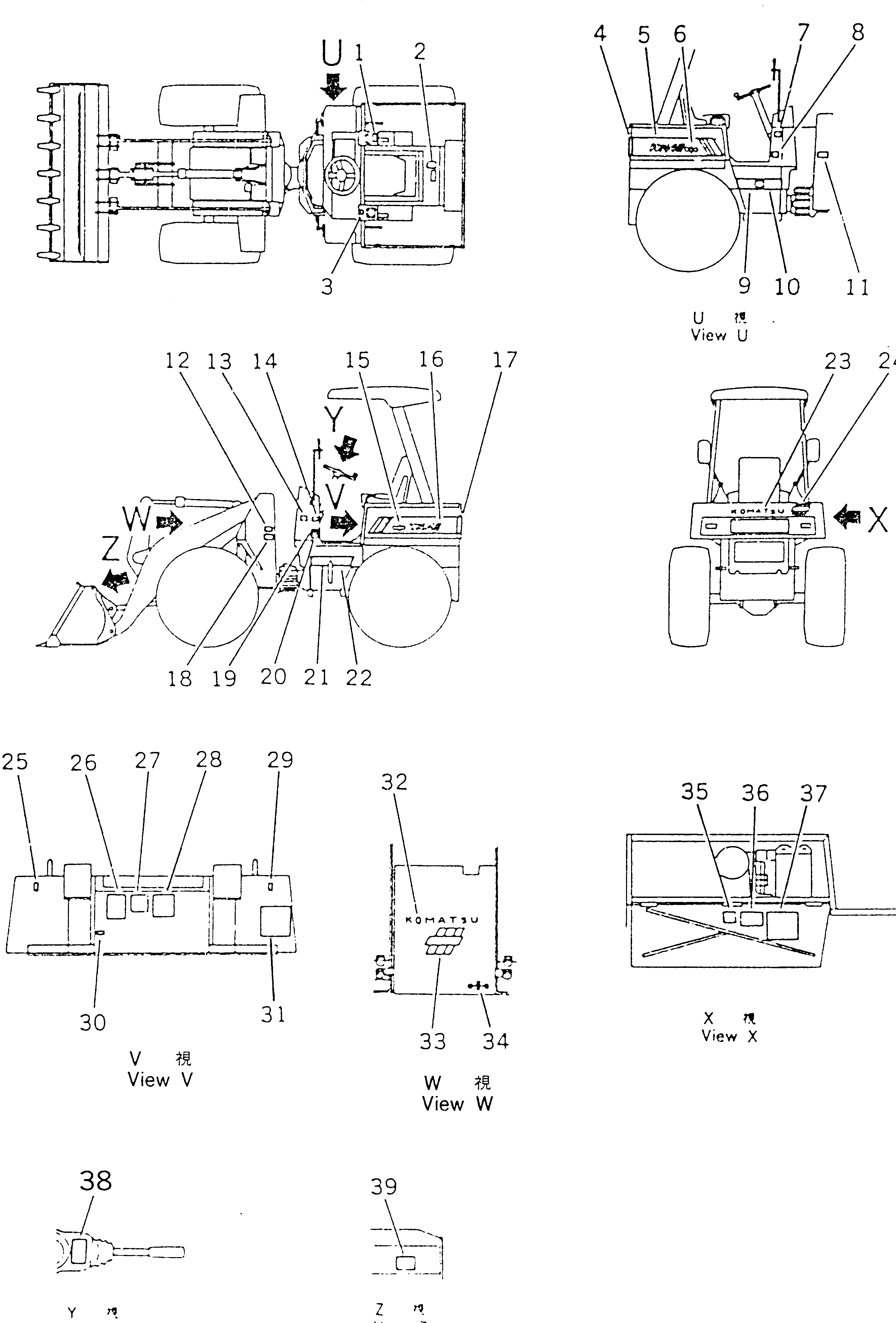 Wheel Loaders Komatsu / WA40-1 S/N 1001-UP(wa40-1r) / MARKS AND PLATES (FOR JAPAN)(270010 : 9901)
